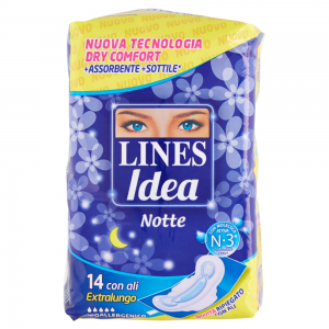 Lines idea notte 14 assorbenti con ali extralungo ipoallergenico ripiegato