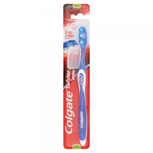 Colgate twister White spazzolino con setole medie a spirale lucidanti per pulire lo spazio tra denti e gengive