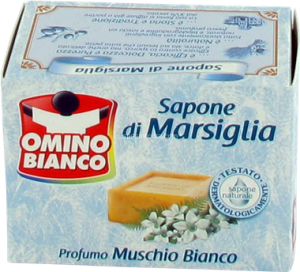 Omino bianco sapone di marsiglia profumo muschio bianco efficace contro le macchie e lo sporco difficile 250g