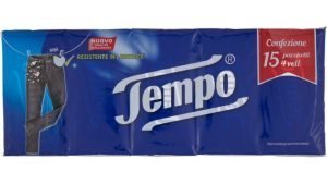 Tempo nuova qualità migliorata confezione di 15 pacchetti di fazzoletti 4 veli resistenti in lavatrice