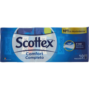 Scottex comfort completo 10 pacchetti di fazzoletti 4 veli delicati e resistenti il N.1 in morbidezza